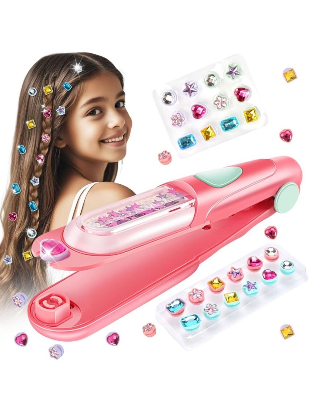 Hair Gem Stamper Kit - Fun Birthday Gift for Girls 3-12, Creative Hair